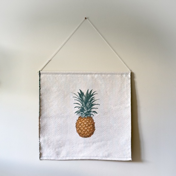 π Handmade Pineapple Canvas Tapestry Tan Canvas, White & Gold Thread - USA Made - Picture 7 of 7